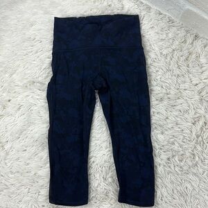 Lululemon Train Times Crop (17") Camouflaged Midnight Navy Black / Black